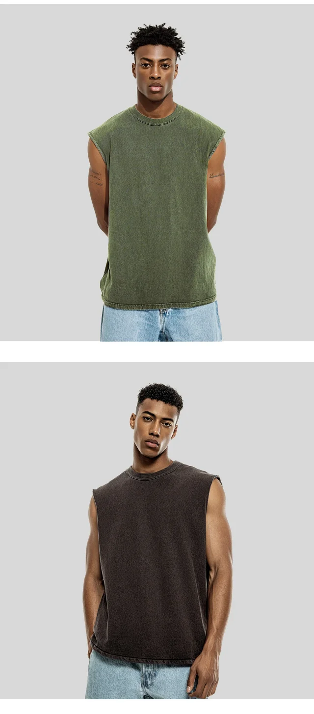 Men's Vintage Washed Frayed Batik Vest Detail