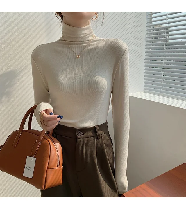 Women's Slim Fit Long Sleeve High Neck Top Detail