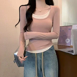 Women's Layered Colorblock Long Sleeve Tee Detail