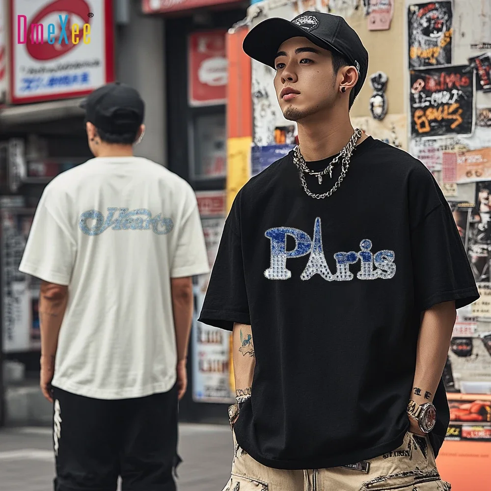Men's Summer Trendy Rhinestone Cotton Tee