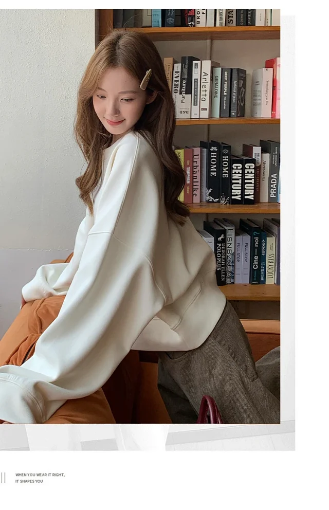 Women's Korean Minimalist Cropped Sweatshirt Detail