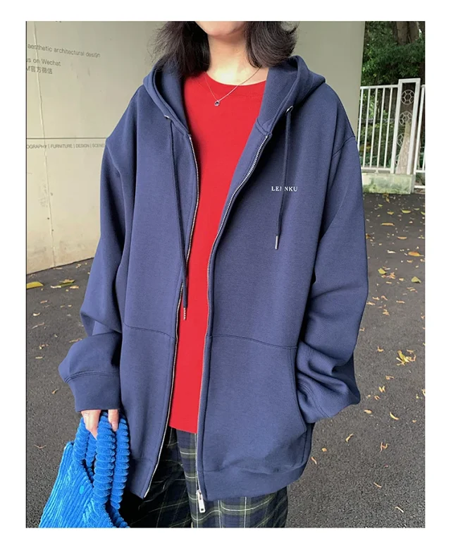 2025 Korean Women's Heavyweight Zip Hoodie Detail