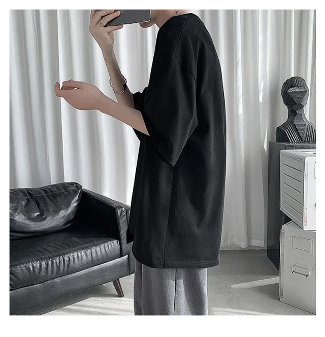 Men's Trendy Solid Half Sleeve Tee Detail