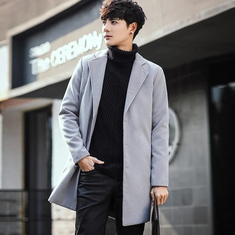 AW21 Korean Men's Slim Classic Wool Coat