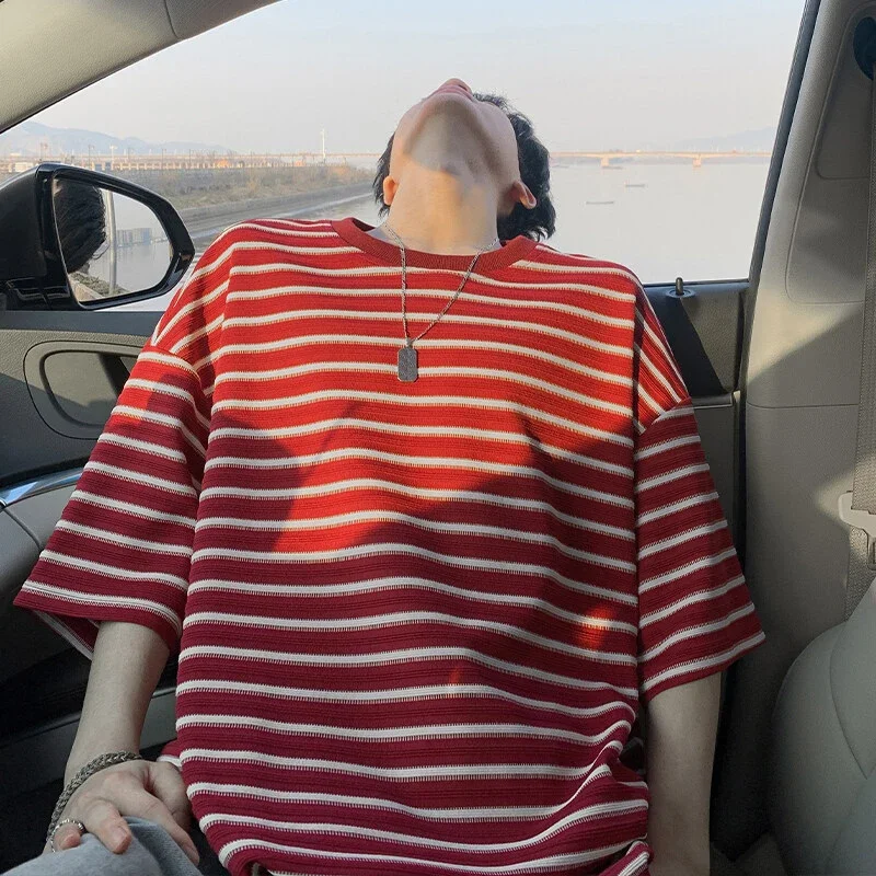 Premium Men's Black White Striped Tee