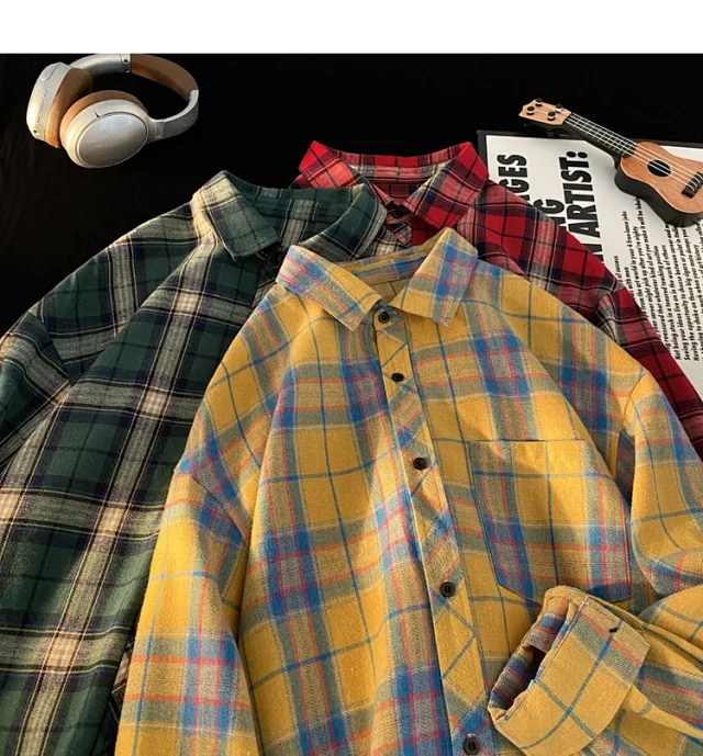 Men's Plus Size Plaid Flannel Overshirt Detail