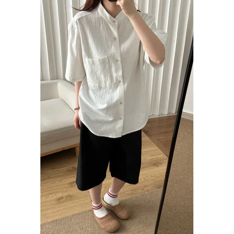 Men's Bamboo-Cotton Short Sleeve Mandarin Shirt