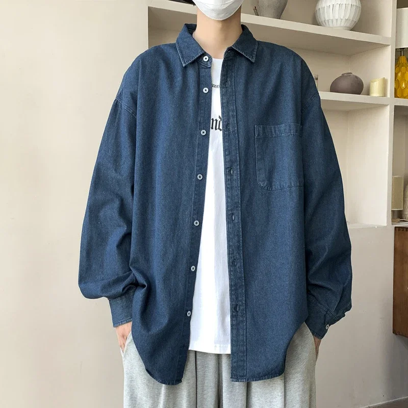 Men's Vintage HK Style Denim Cardigan