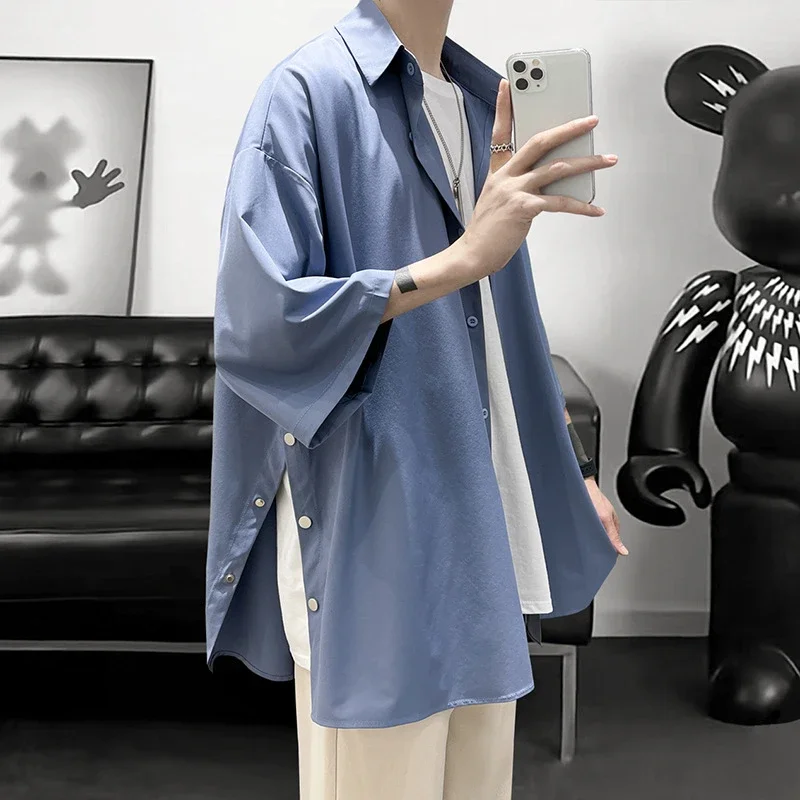 Men's Designer Chiffon Mid-Sleeve Shirt