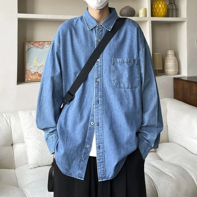 Men's Vintage HK Style Denim Cardigan