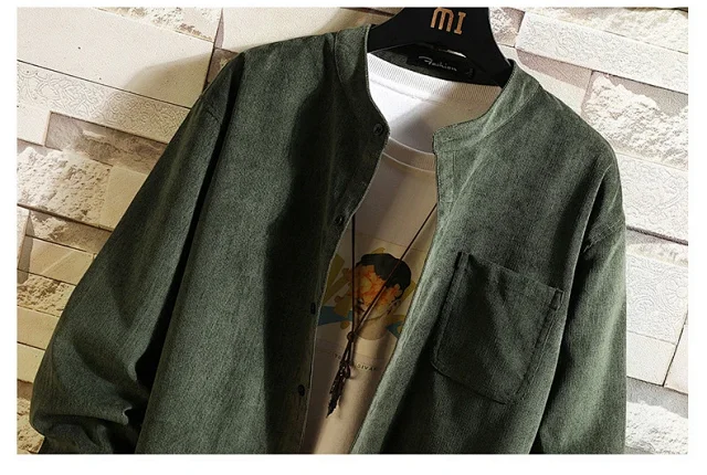 Men's Long Sleeve Korean Corduroy Shirt Detail