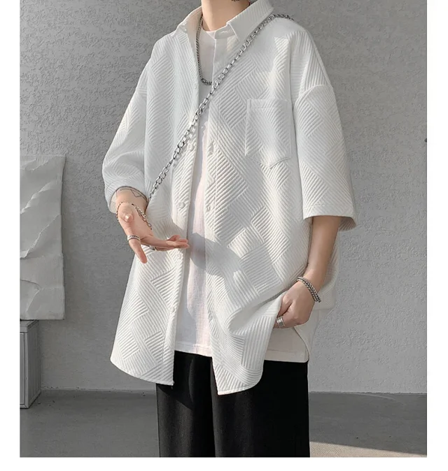 Baroque Japanese Men's Boyfriend Short-Sleeve Shirt Detail