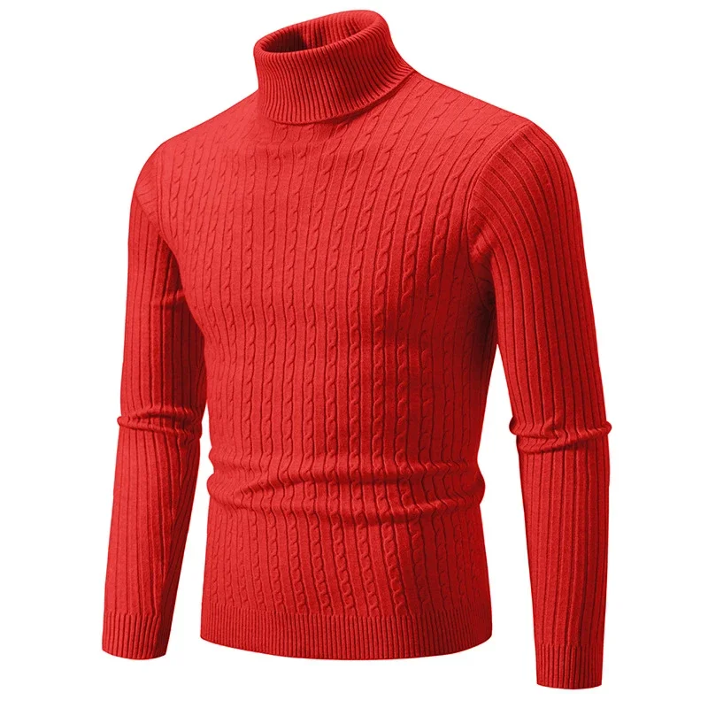 Men's Retro Solid Turtleneck Slim Sweater