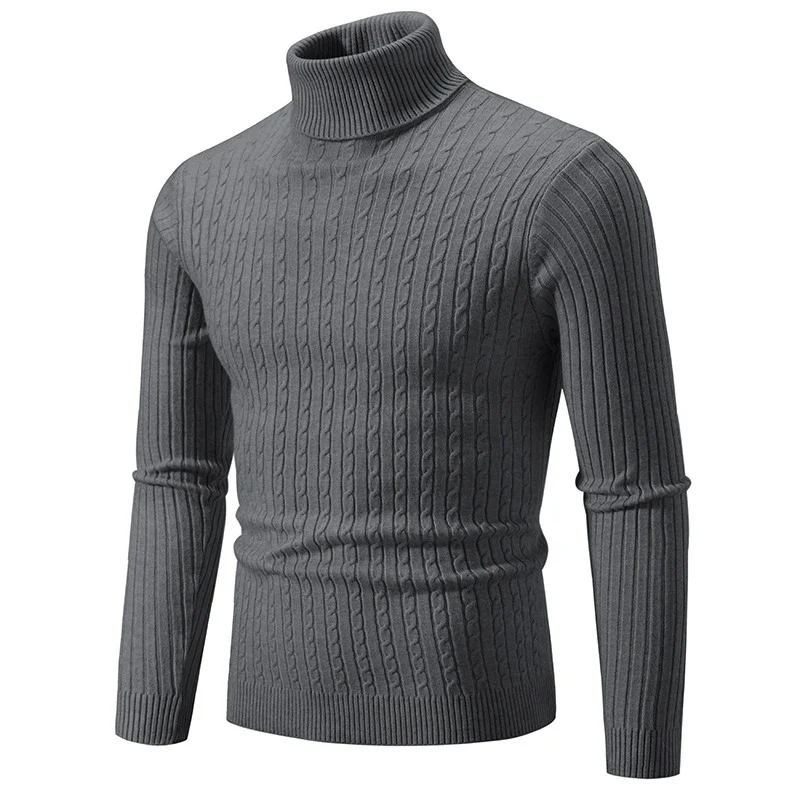 Men's Retro Solid Turtleneck Slim Sweater
