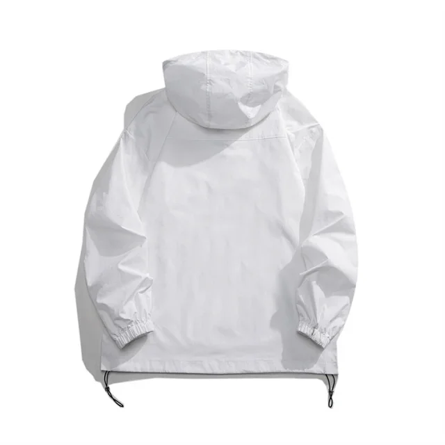 Men's Loose Fit Hooded Half-Zip Windbreaker Detail