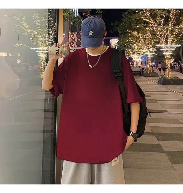 Men's Summer Oversized Heavyweight Cotton T-Shirt Detail