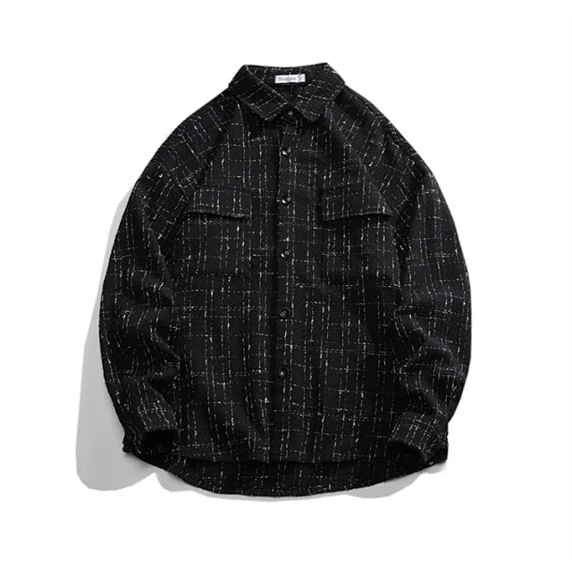 Men's Chic Houndstooth Oversized Work Jacket Detail