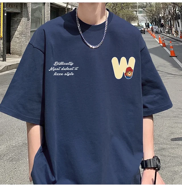 2025 Men's Bear Print Heavyweight Cotton T-shirt Detail
