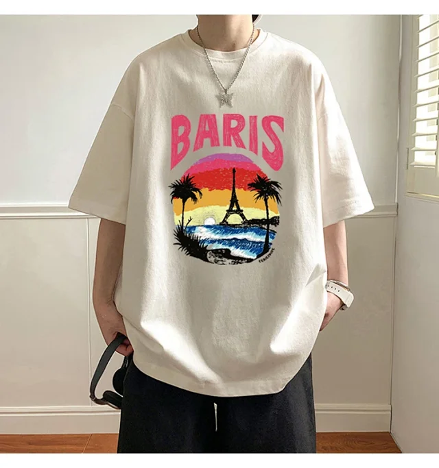 Men's Heavyweight Cotton Oversized Streetwear Tee Detail