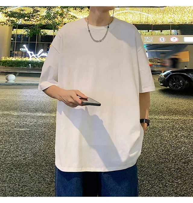 Men's Summer Oversized Heavyweight Cotton T-Shirt Detail