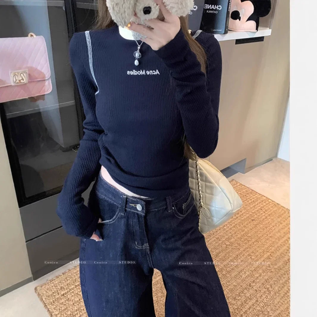 Women's Color-Block Embroidered Long Sleeve Tee