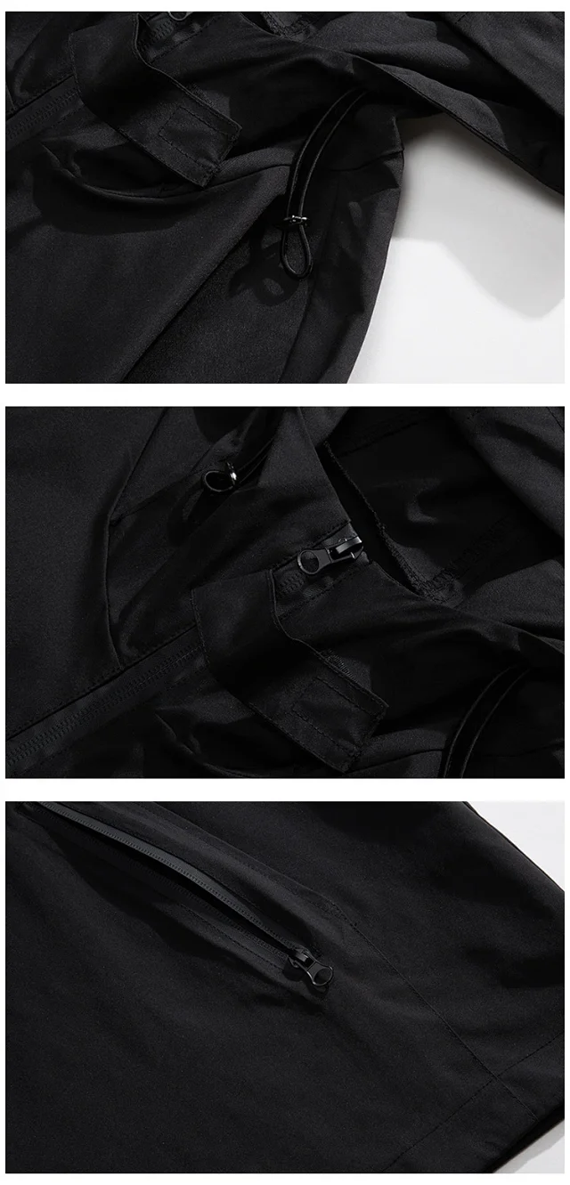 Men's Loose Fit Hooded Half-Zip Windbreaker Detail