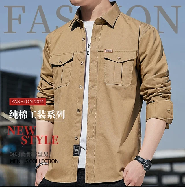 Men's Casual Work Long Sleeve Shirt Detail
