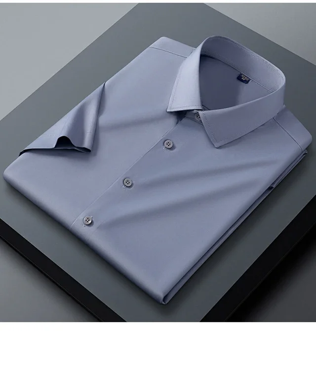 Men's Wrinkle-Resistant Silk Short-Sleeve Shirt Detail