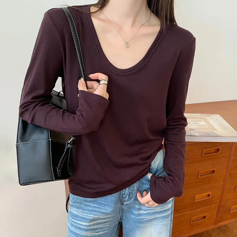 Women's Lyocell Wool U-Neck Long-Sleeve Tee