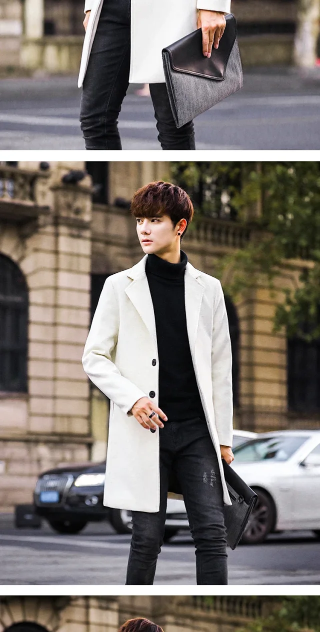 AW21 Korean Men's Slim Classic Wool Coat Detail