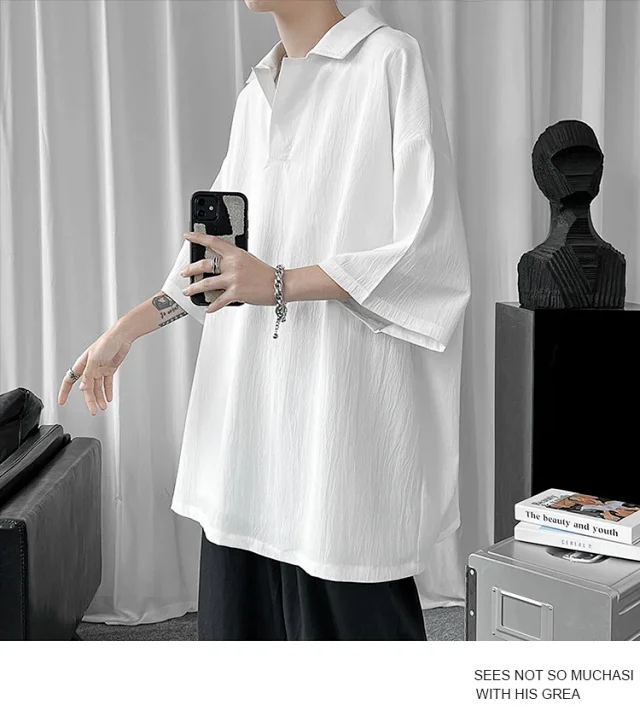 Men's Oversized Solid Polo T-Shirt Detail