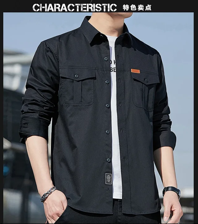 Men's Casual Work Long Sleeve Shirt Detail