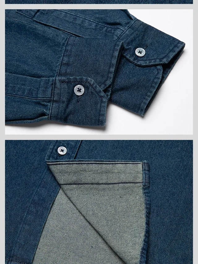 Spring Men's Vintage Oversized Denim Shirt Detail