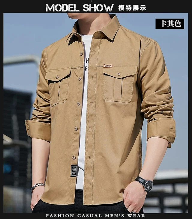Men's Casual Work Long Sleeve Shirt Detail