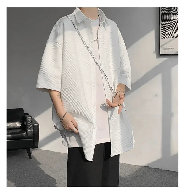 Baroque Japanese Men's Boyfriend Short-Sleeve Shirt Detail