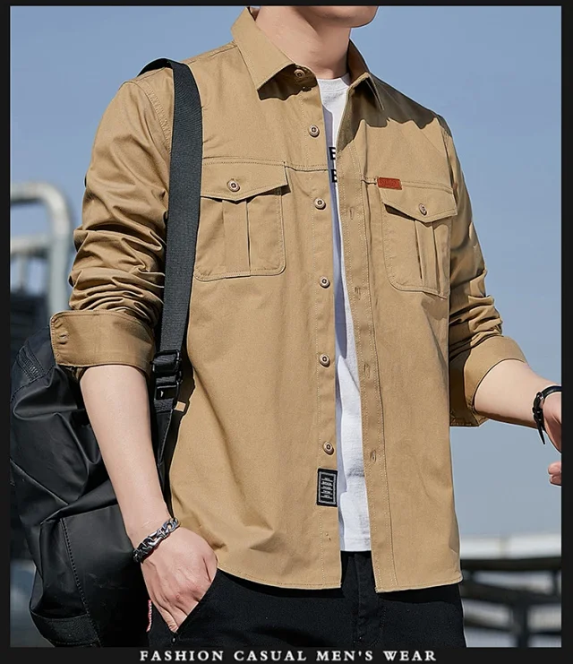 Men's Casual Work Long Sleeve Shirt Detail