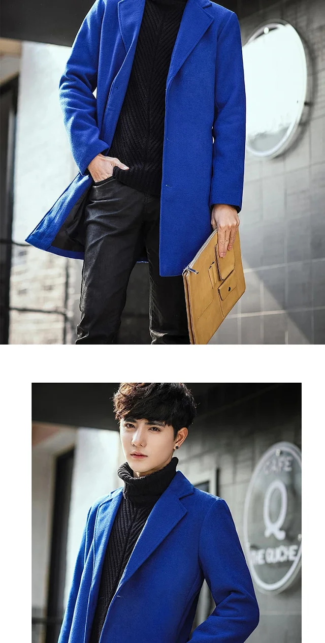 AW21 Korean Men's Slim Classic Wool Coat Detail