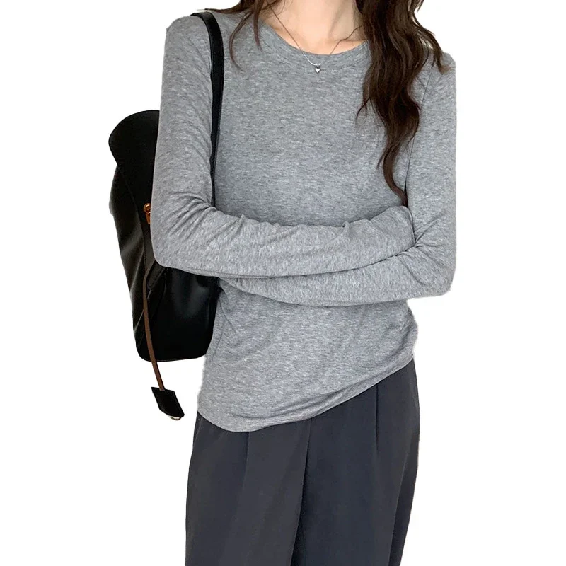 Women's Tencel Round Neck Long Sleeve Tee