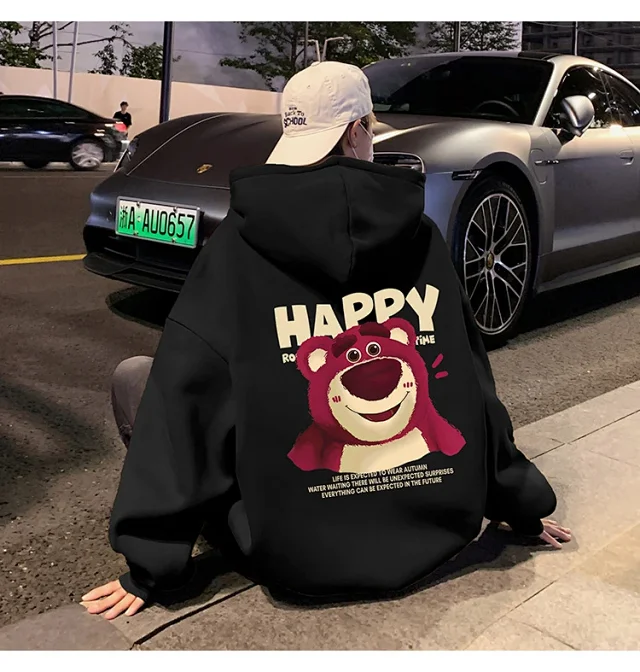Men's Strawberry Bear Heavy Fleece Hoodie Detail