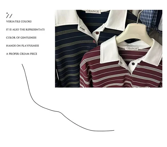 Autumn 2025 Cotton Striped Polo Sweatshirt Detail