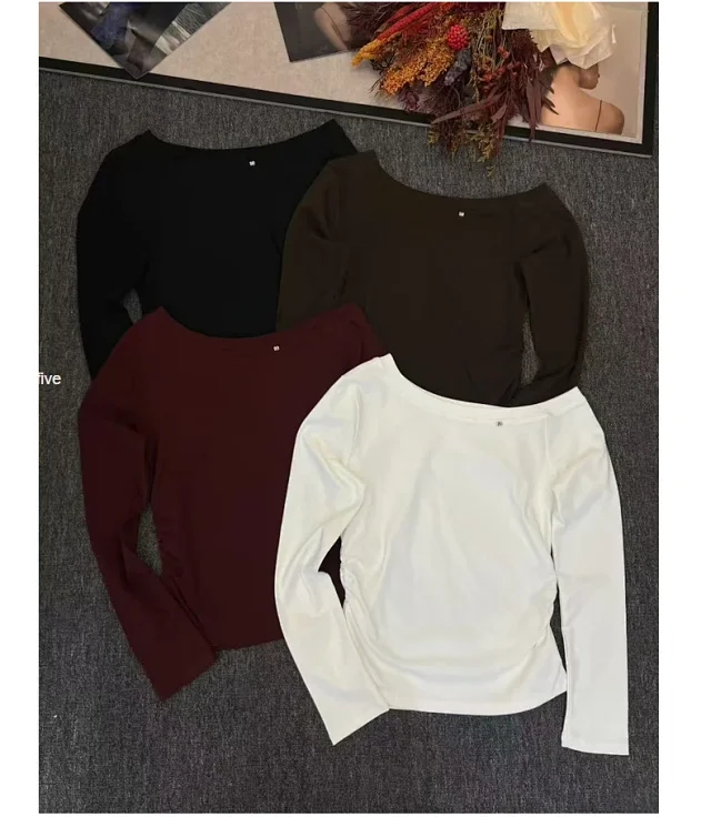 Women's 2025 Cotton Off-Shoulder T-Shirt Detail