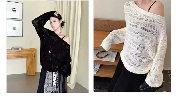 Women's Korean Lace Off-Shoulder Cover-Up Detail