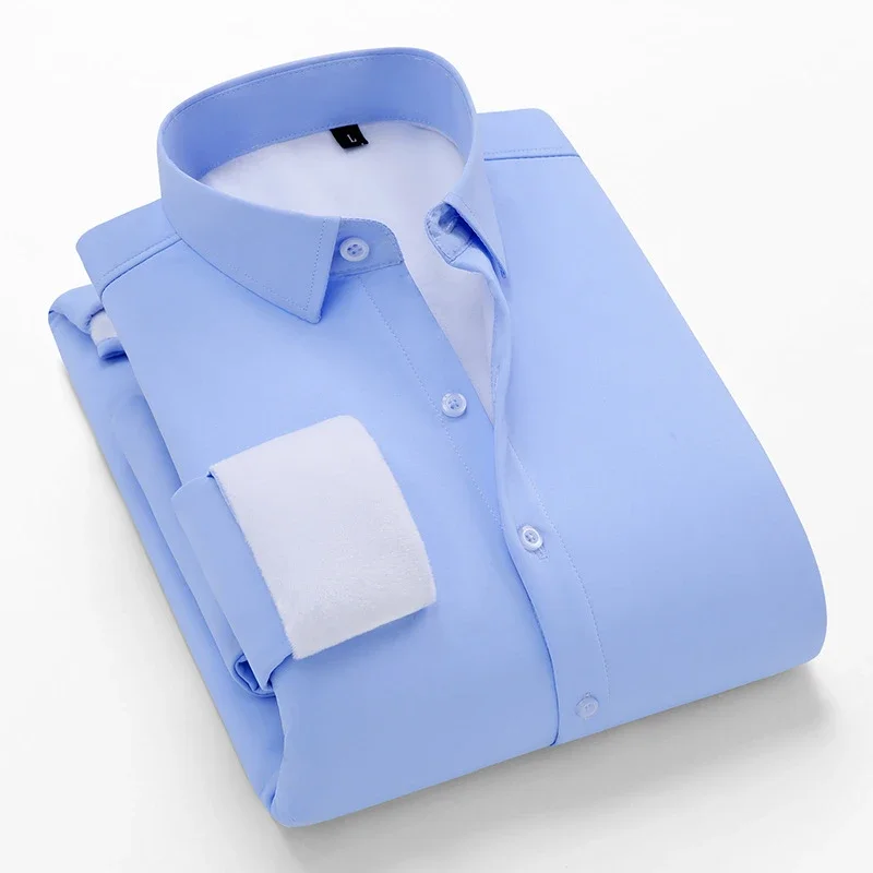 2025 Korean Men's Fleece-Lined Long-Sleeve Shirt