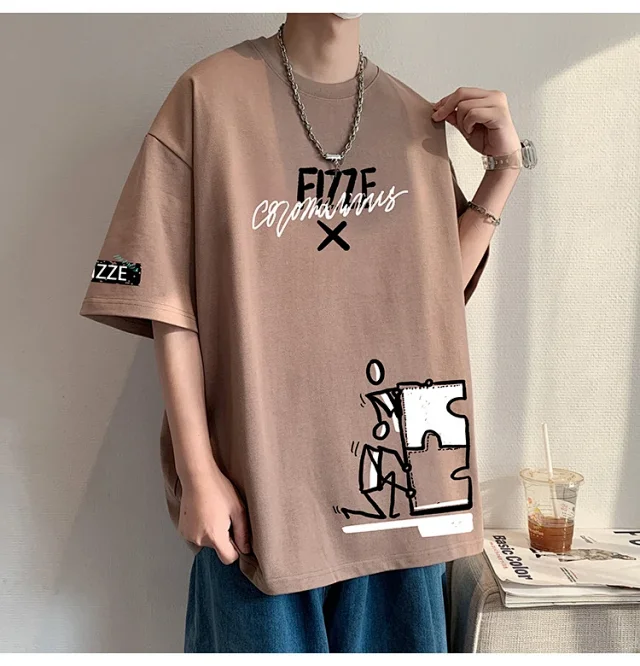 Ins Men's Loose Cotton Summer Tee Detail