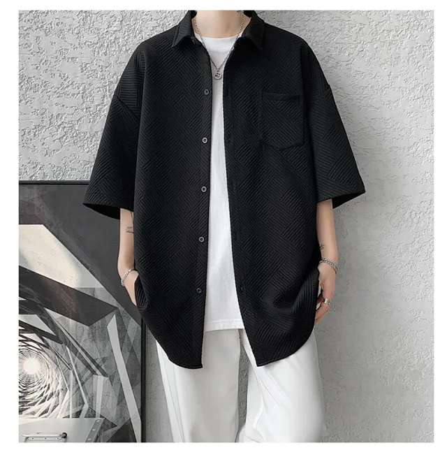 Baroque Japanese Men's Boyfriend Short-Sleeve Shirt Detail