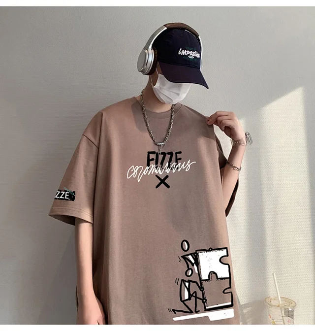 Ins Men's Loose Cotton Summer Tee Detail