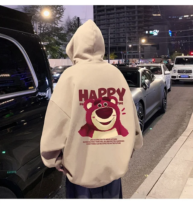 Men's Strawberry Bear Heavy Fleece Hoodie Detail