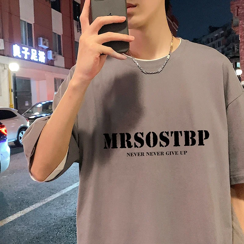 Men's Oversized Cotton Tee 2025 Rose-Print