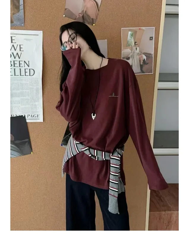 Designer Vintage Color-block Long Sleeve Tee Detail