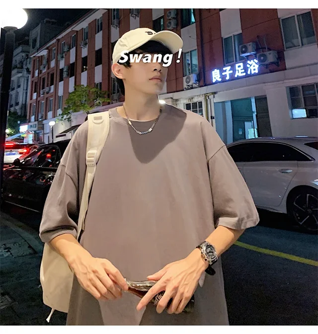 Men's Summer Oversized Heavyweight Cotton T-Shirt Detail